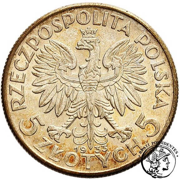 Polska 5 złotych 1933 babka st. 3-