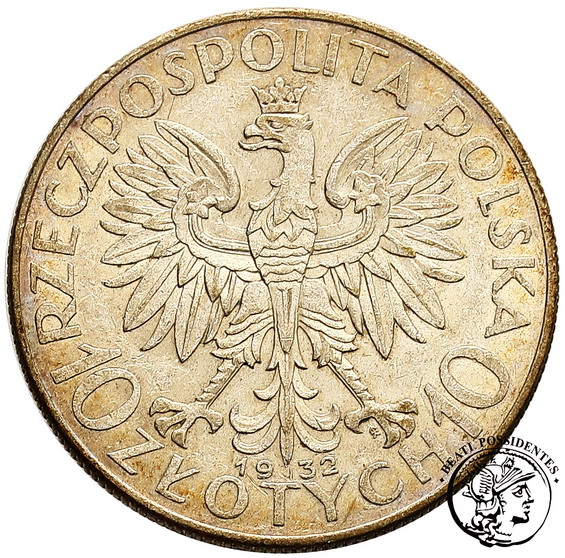 Polska 10 złotych 1932 b. zn. kobieta st.3