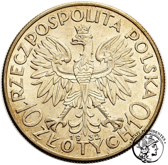 Polska 10 złotych 1932 b. zn. kobieta st.2