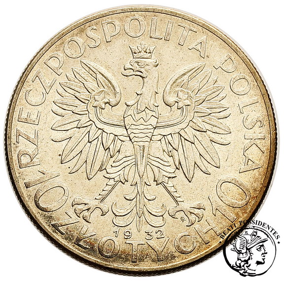 Polska 10 złotych 1932 znak kobieta st.2