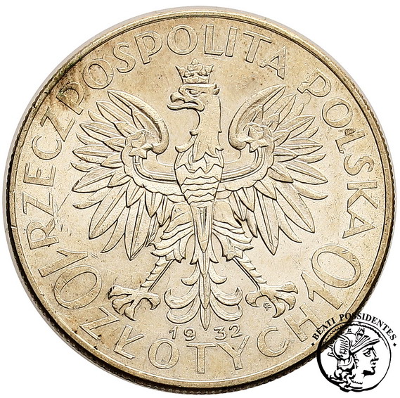 Polska 10 złotych 1932 znak kobieta st.3