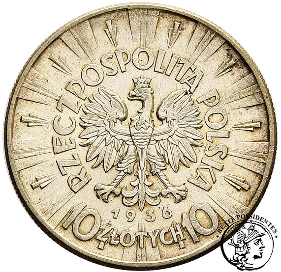 Polska 10 złotych 1936 Piłsudski st.3+