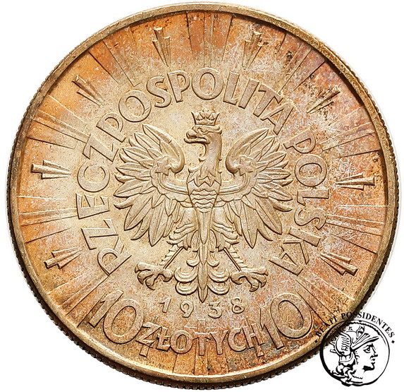 Polska 10 złotych 1938 Piłsudski st.3/3+