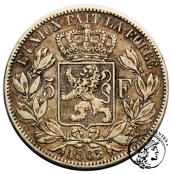 Belgia 5 Franków 1865 st. 3/3+