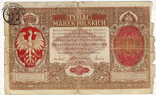 1000 marek polskich 1916 st. 5