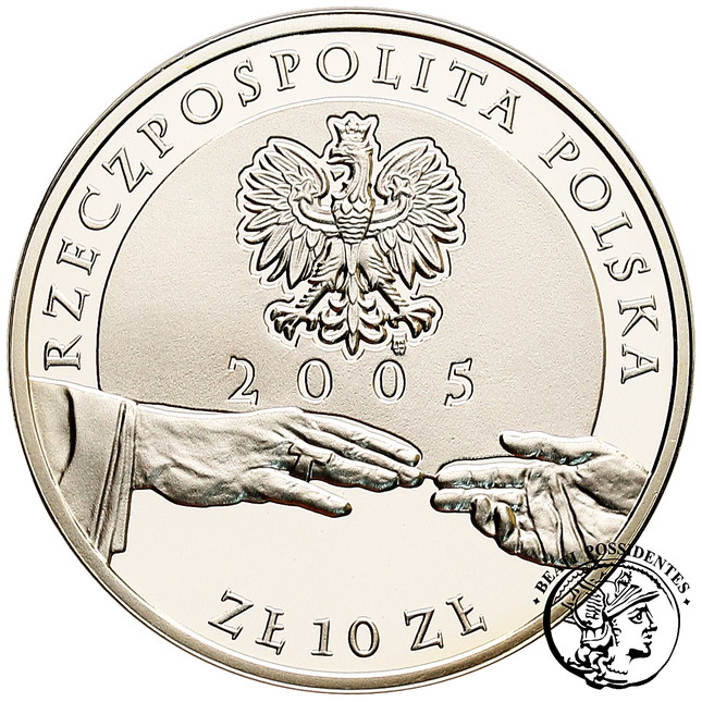 III RP 10 zł 2005 Jan Paweł II platerowany st. L
