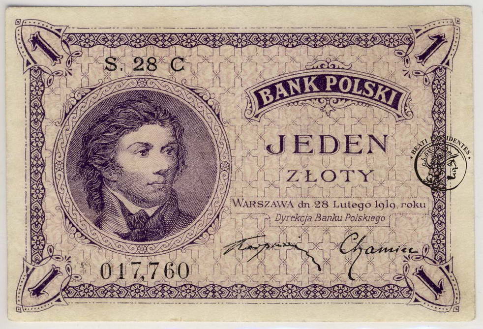 Polska 1 złoty 1919 seria s28c st. 2