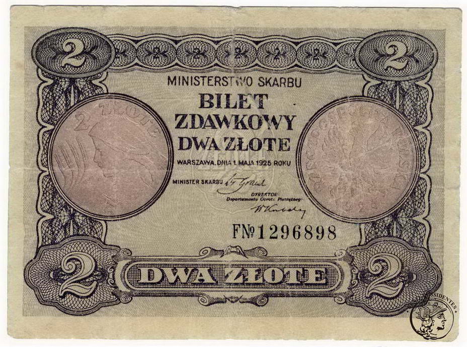 Polska 2 złote 1925 seria F st. 4
