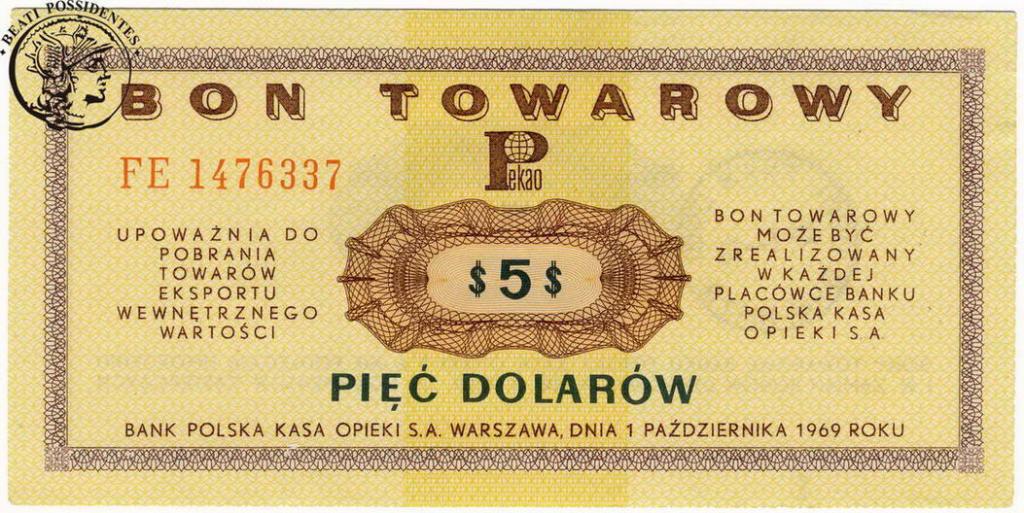 Polska 5 $ 1969 dolarów PEWEX st. 1-