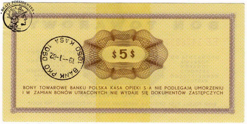 Polska 5 $ 1969 dolarów PEWEX st. 1-