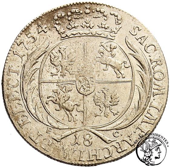 August III Sas ort koronny 1754 Lipsk st. 2