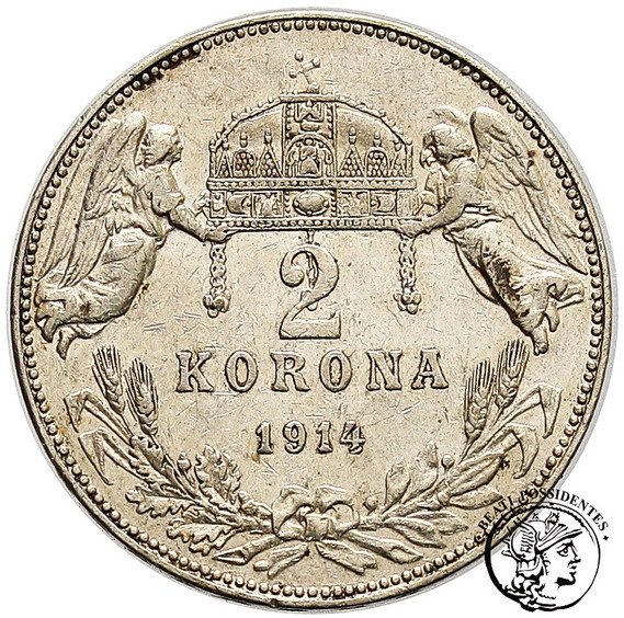 Węgry 2 korony 1914 F.J. I st. 3