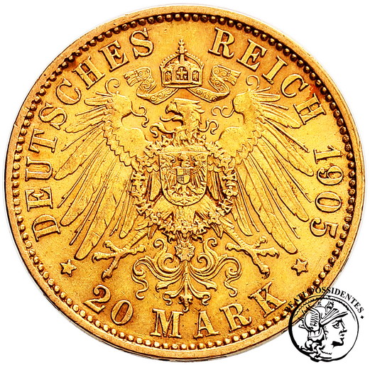 Niemcy Saksonia 20 marek 1905 Fryderyk August st3+