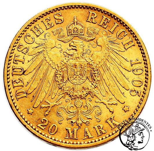 Niemcy Prusy Wilhelm II 20 Marek 1905 Hamburg st.3