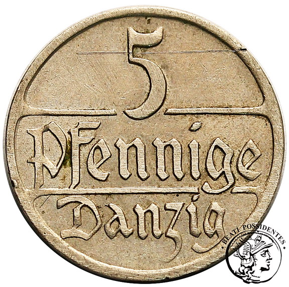 Polska W.M. Gdańsk 5 Fenigów 1928 st.3