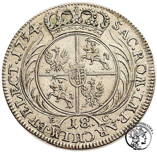 August III Sas ort koronny 1754 st. 2