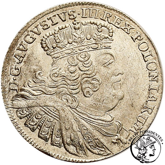 August III Sas ort koronny 1755 st. 2
