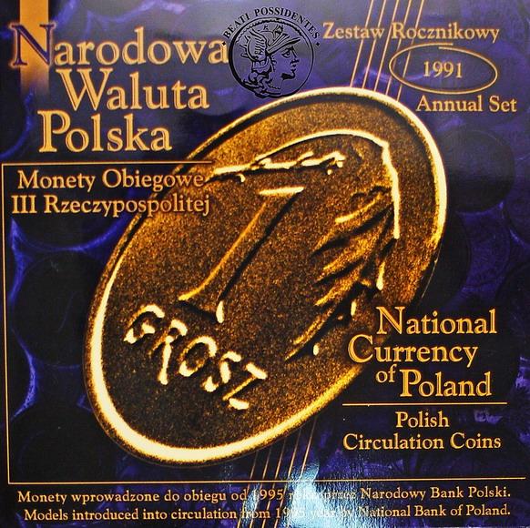 Narodowa Waluta Polska zestaw 7 monet obieg. 1991