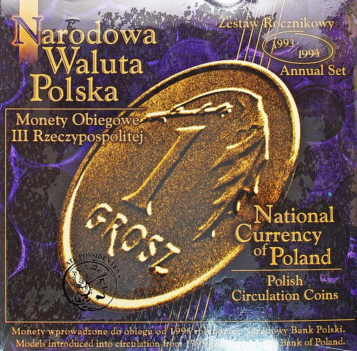 Narodowa Waluta Polska zestaw monet obieg. 1993/4