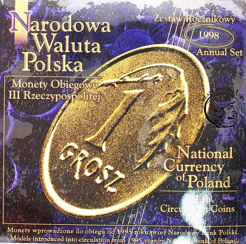Narodowa Waluta Polska zestaw monet obieg. 1998