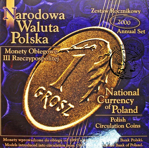 Narodowa Waluta Polska zestaw 6 monet obieg. 2000