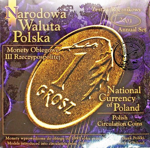 Narodowa Waluta Polska zestaw monet obieg. 2003