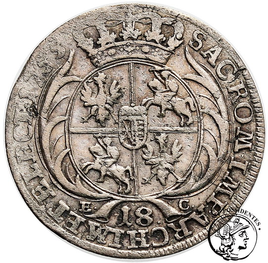 August III Sas ort koronny 1753 st. 4