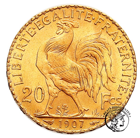 Francja III Republika 20 Franków 1907 st. 2+