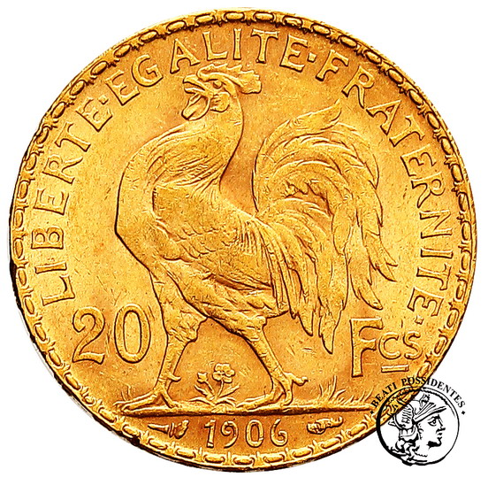 Francja III Republika 20 Franków 1907 st. 2-/3+