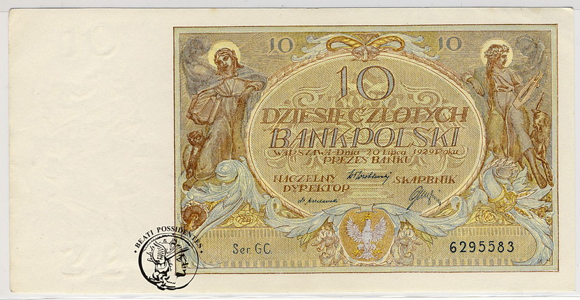 Polska 10 zł 1929 seria GC st. 2