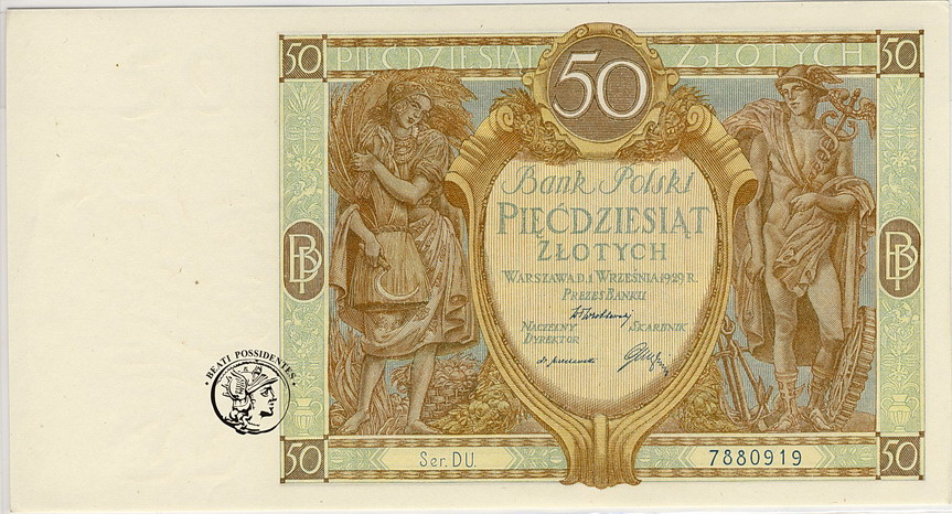 Polska 50 zł 1929 seria DU. st. 1-