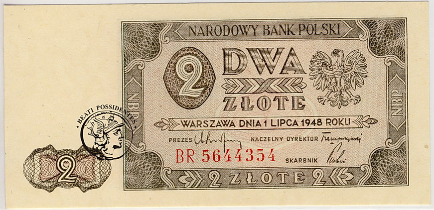 Polska 2 złote 1948 seria BR st. 1