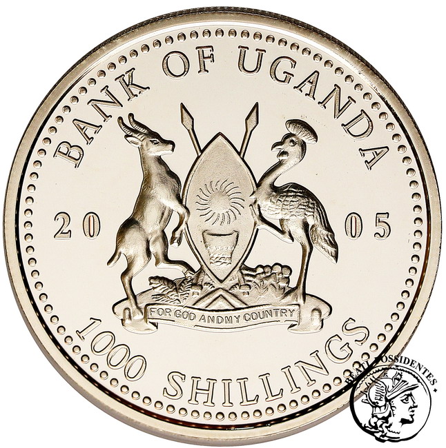 Uganda 1000 Szylingów 2005 Jan Paweł II 4 stL/L-