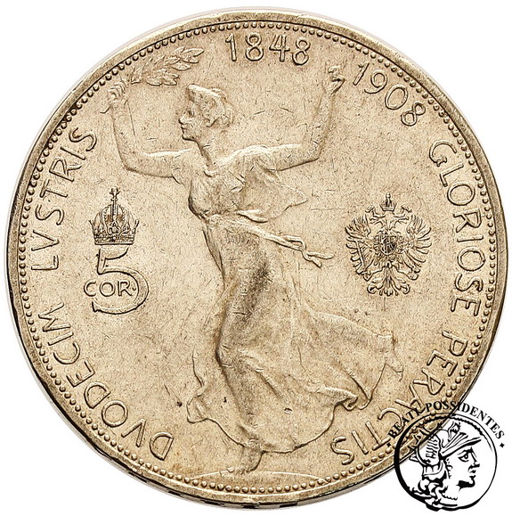 Austria 5 Koron 1908 Jubileusz st. 3+