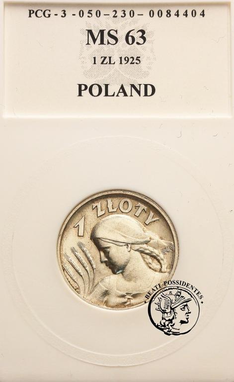II RP 1 złoty 1925 PCG MS 63