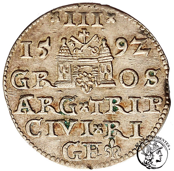 Zygmunt III Waza trojak ryski 1592 st. 3+