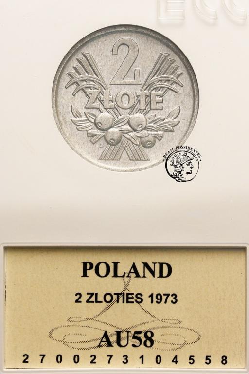 PRL 2 złote 1973 aluminium GCN AU 58