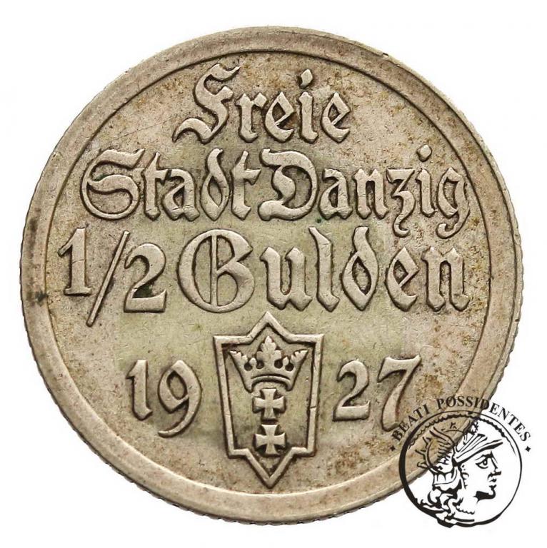 Wolne Miasto Gdańsk 1/2 Guldena 1927 st. 3