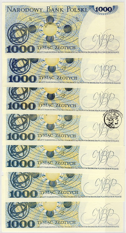 1000 złotych 1982 lot 7 szt st. 1