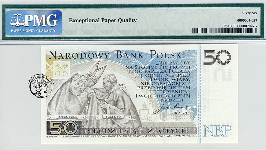 Polska 50 złotych 2006 Jan Paweł II PMG 66