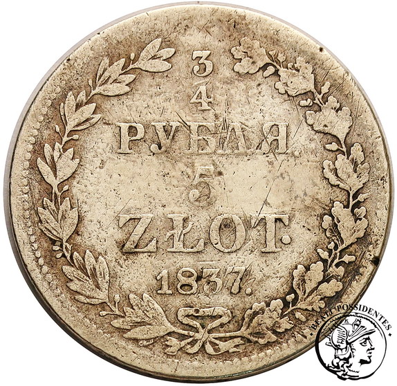 Polska 5 złotych 1837 MW Mikołaj I st. 5
