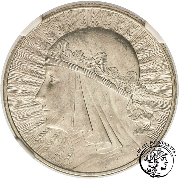 II RP 10 złotych 1933 kobieta NGC AU 58
