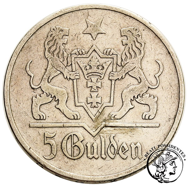 Polska Wolne Miasto Gdańsk 5 Guldenów 1923 st.3-