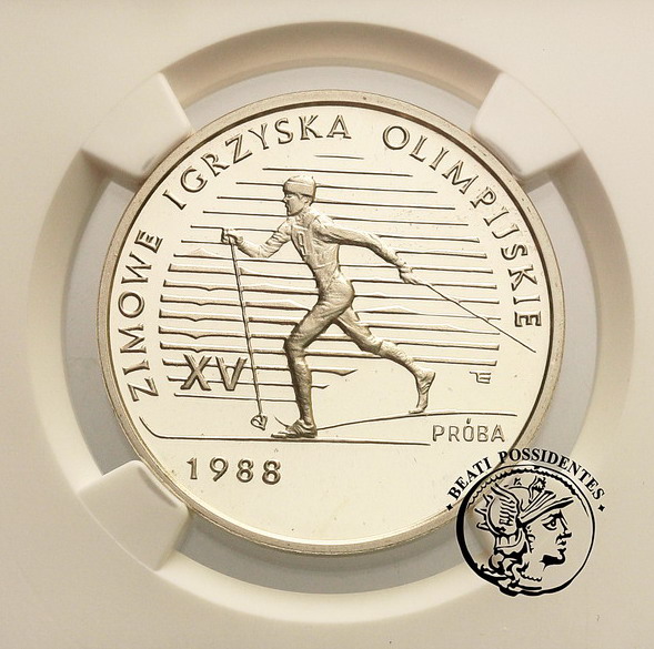 PRÓBA srebro 1000 zł 1987 biegacz NGC PF 68