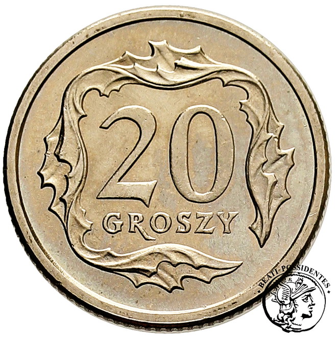 Polska 20 Groszy 2000 odwrotka st.1/1-