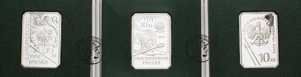 III RP lot 3 szt 10 zł 2006, 07, 09 srebro st. L