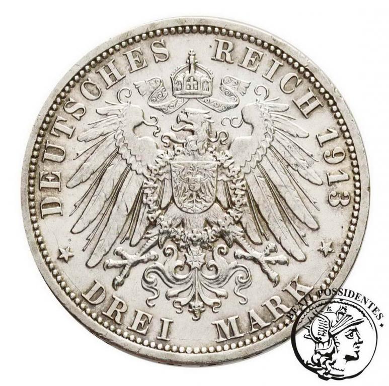 Niemcy Prusy 3 Marki 1913 A Jubileusz st. 2-