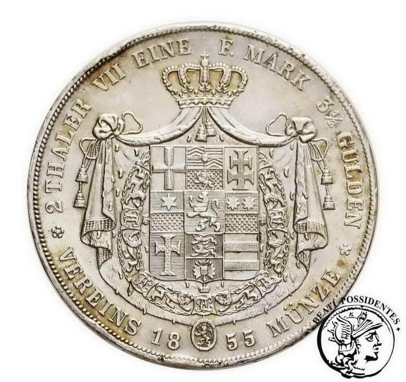 Niemcy Hesja 3 1/2 Gulden = 2 talary 1855 st. 3