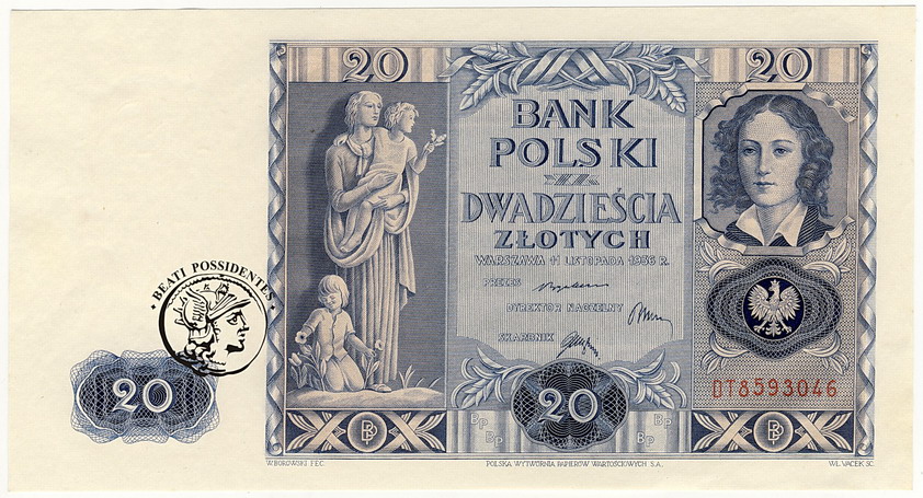 20 złotych 1936 seria DT st. 1