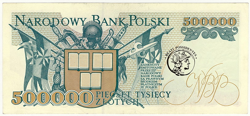 Polska 500 000 złotych 1993 seria AA st3+